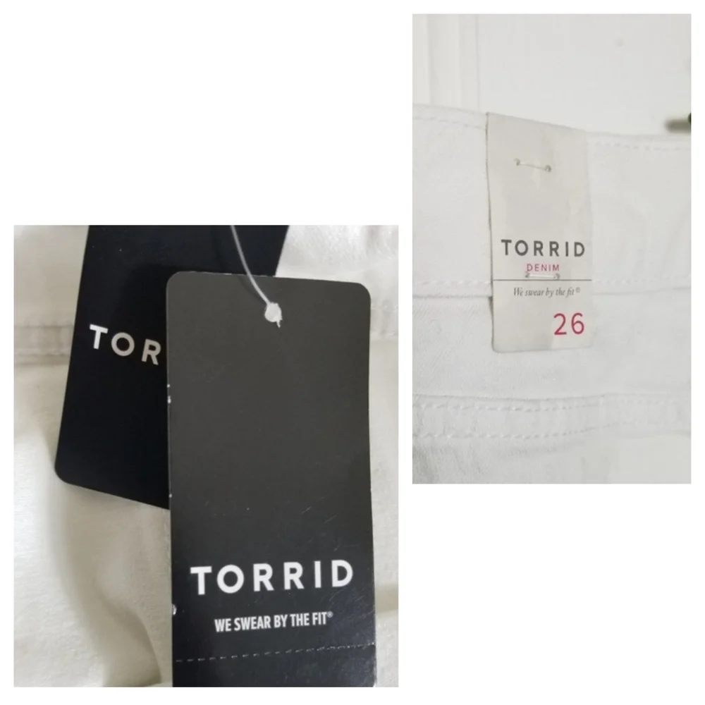 Torrid White Denim Jean Shorts Size 26 NWT Whip Stitch Pockets Trendy 2026 Denim